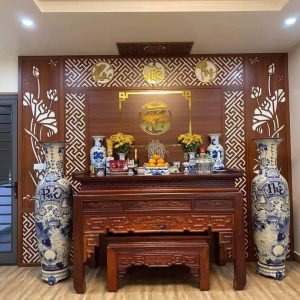 Vách cnc ốp sau ban thờ