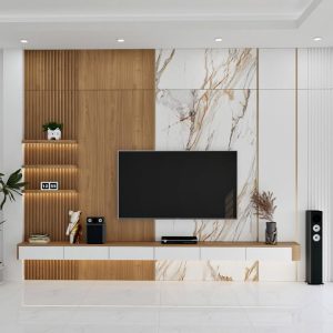 Vách tivi phòng khách hiện đại