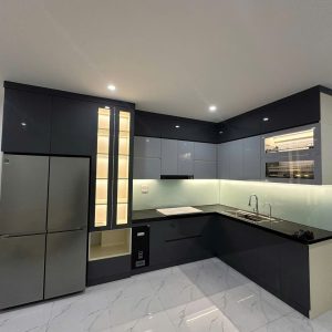 Tủ bếp gỗ công nghiệp phủ acrylic VH23