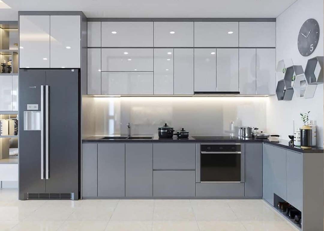 Tủ bếp gỗ công nghiệp cánh acrylic VH25