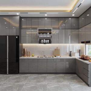 Tủ bếp gỗ công nghiệp cánh acrylic VH27