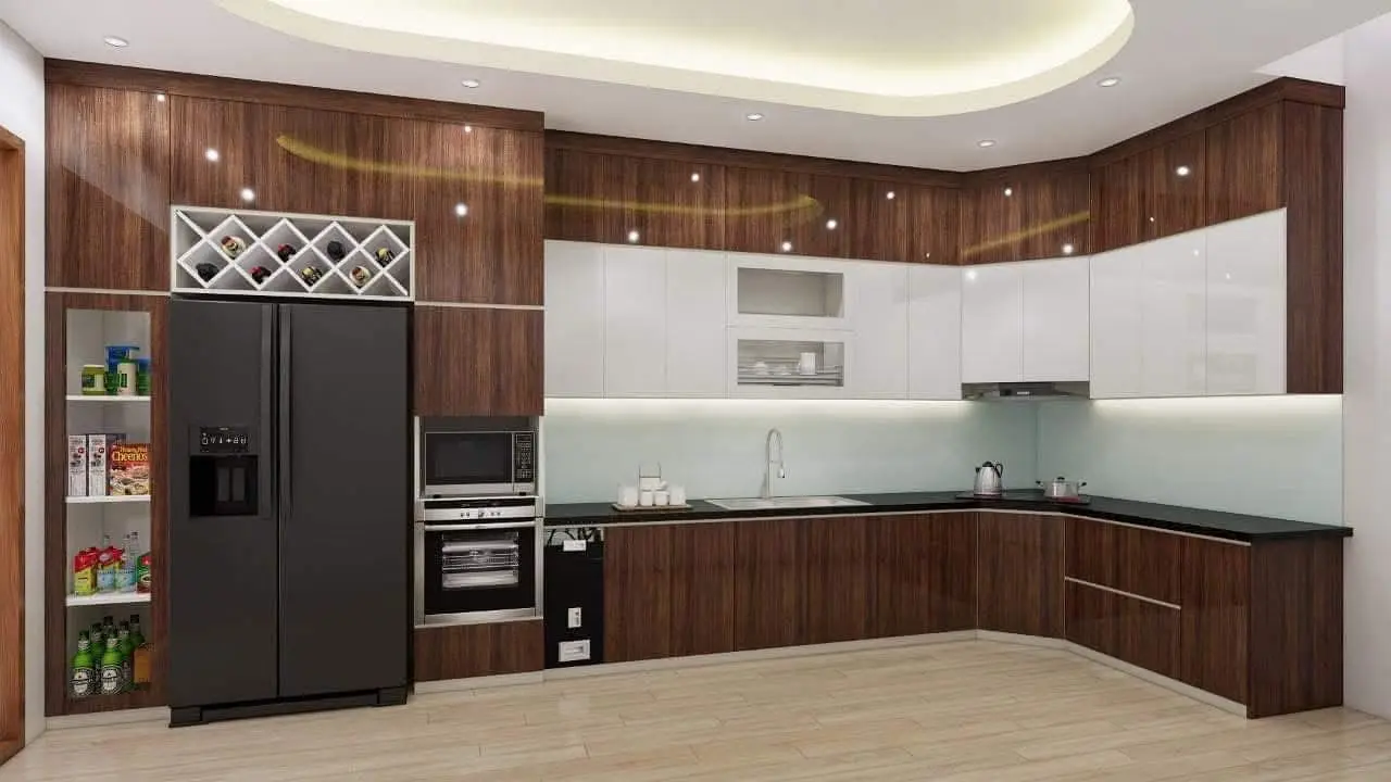 Tủ bếp gỗ công nghiệp phủ acrylic VH30
