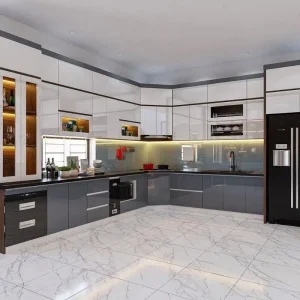 Tủ bếp gỗ công nghiệp phủ acrylic VH27