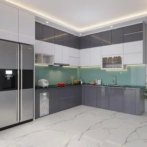 Tủ bếp gỗ công nghiệp phủ acrylic VH26