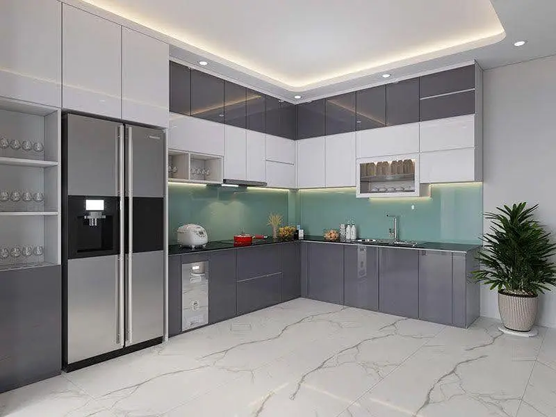 Tủ bếp gỗ công nghiệp phủ acrylic VH26