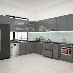 Tủ bếp gỗ công nghiệp phủ acrylic VH25