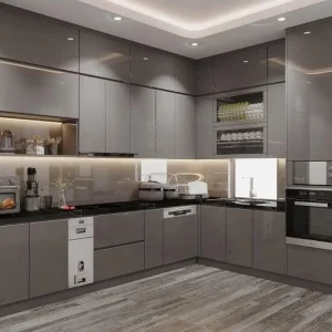 Tủ bếp gỗ công nghiệp phủ acrylic VH24