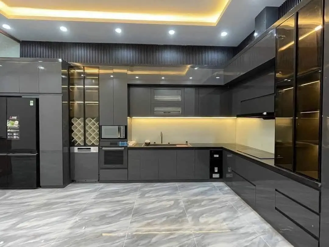 Tủ bếp gỗ công nghiệp phủ acrylic VH31