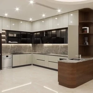 Tủ bếp gỗ công nghiệp phủ acrylic VH32