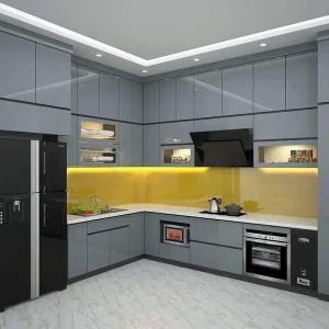 Tủ bếp gỗ công nghiệp phủ Acrylic VH33