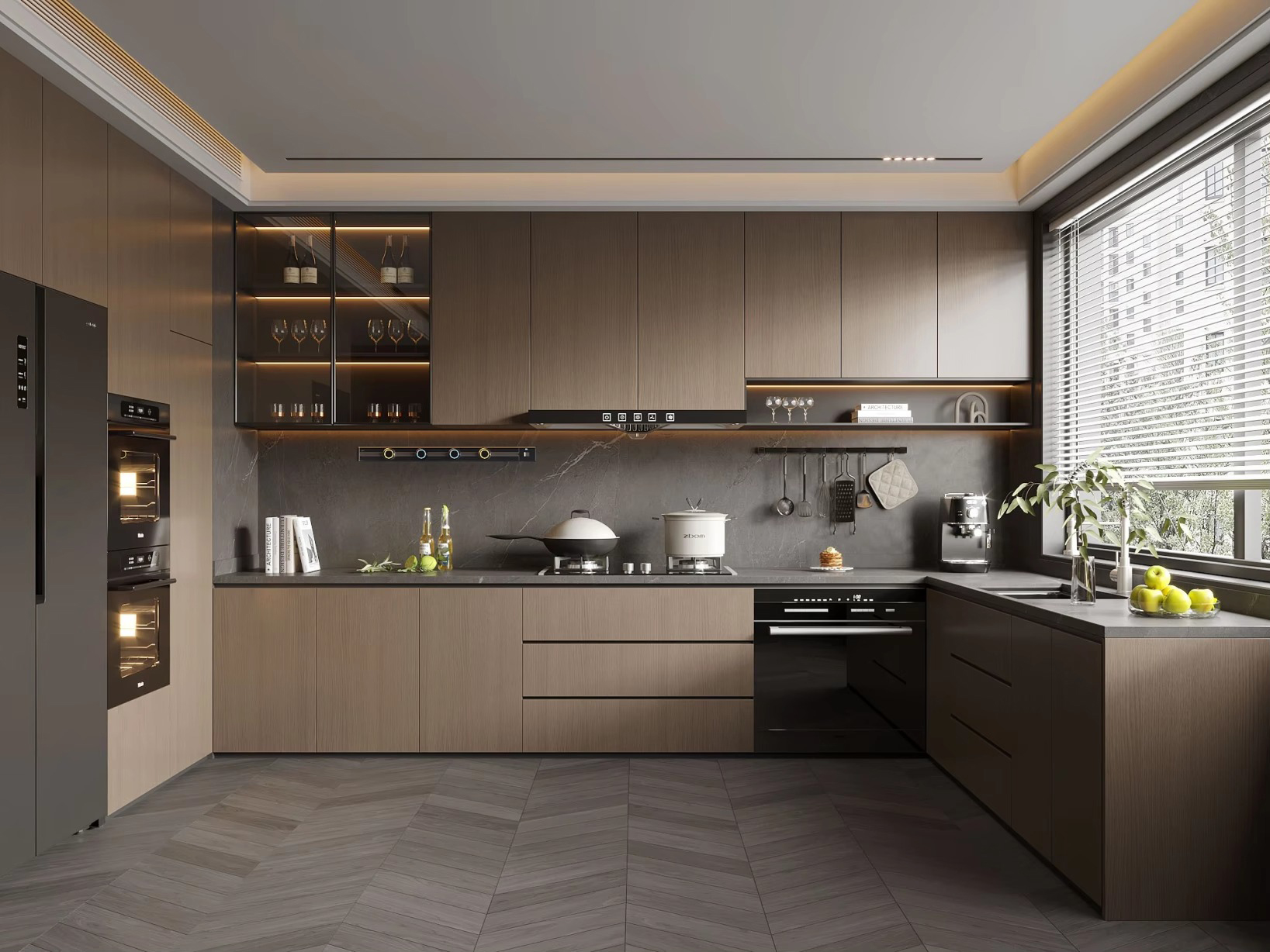 Tủ bếp hiện đại gỗ công nghiệp