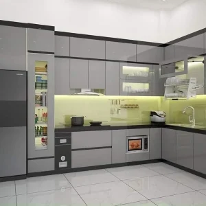 Tủ bếp gỗ công nghiệp phủ Acrylic VH34