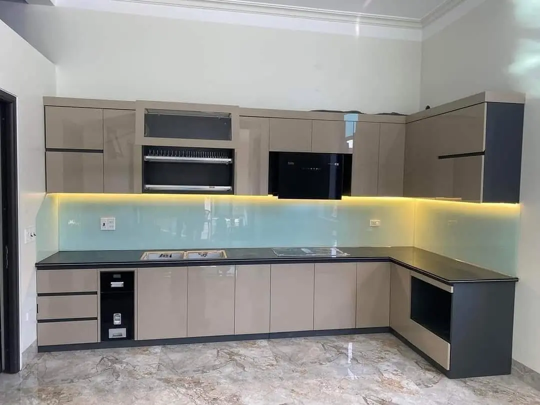 Tủ bếp gỗ công nghiệp phủ Acrylic VH35