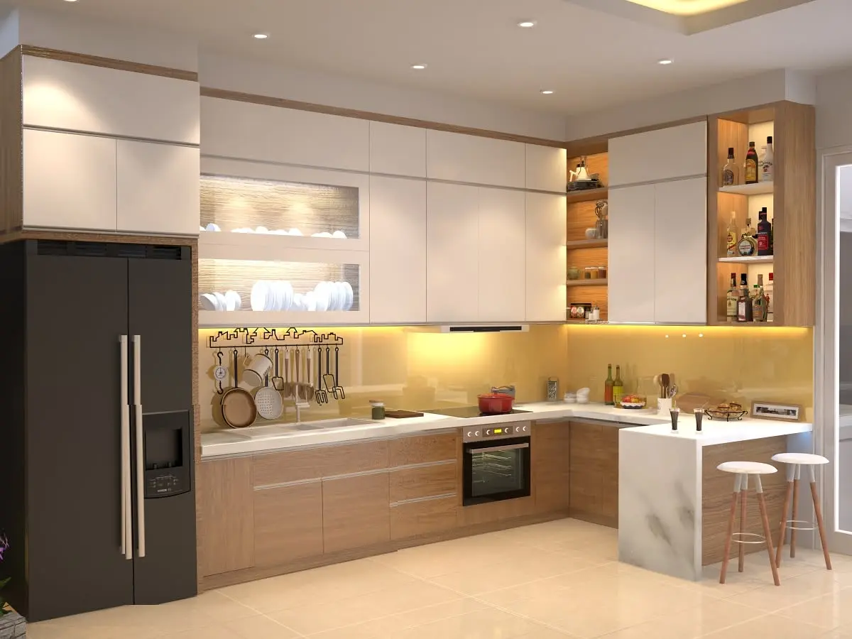 Tủ bếp gỗ công nghiệp VH61