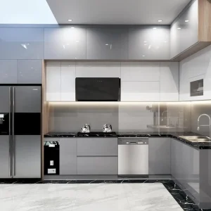 Tủ bếp gỗ công nghiệp cánh acrylic VH28