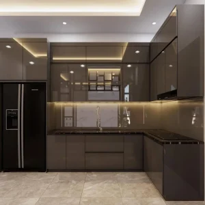 Tủ bếp gỗ công nghiệp cánh acrylic VH33