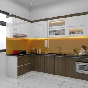 Tủ bếp gỗ công nghiệp cánh acrylic VH37