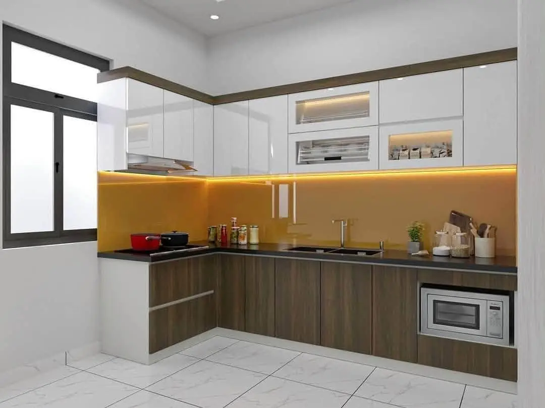 Tủ bếp gỗ công nghiệp cánh acrylic VH37