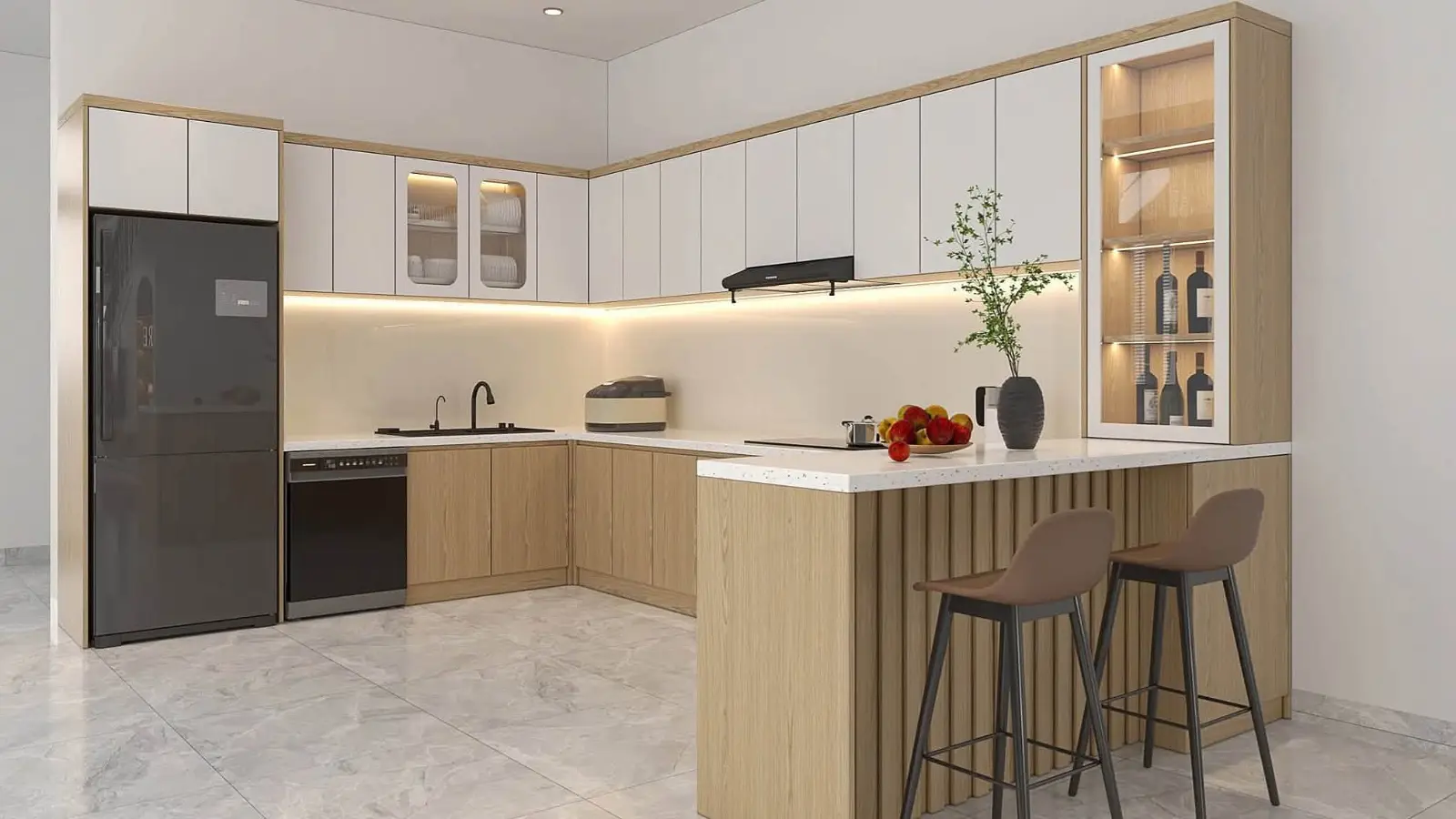 Tủ bếp gỗ công nghiệp VH72