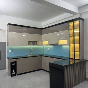 Tủ bếp gỗ công nghiệp phủ Acrylic VH10