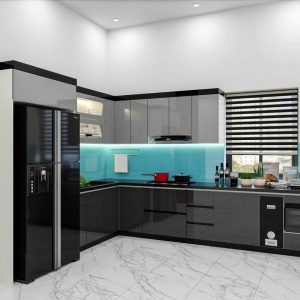 Tủ bếp gỗ công nghiệp phủ Acrylic VH13