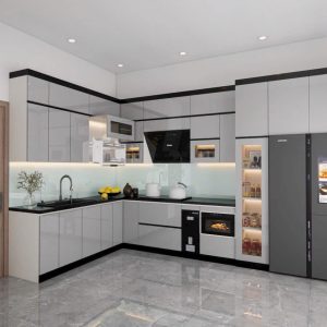 Tủ bếp gỗ công nghiệp phủ Acrylic VH14