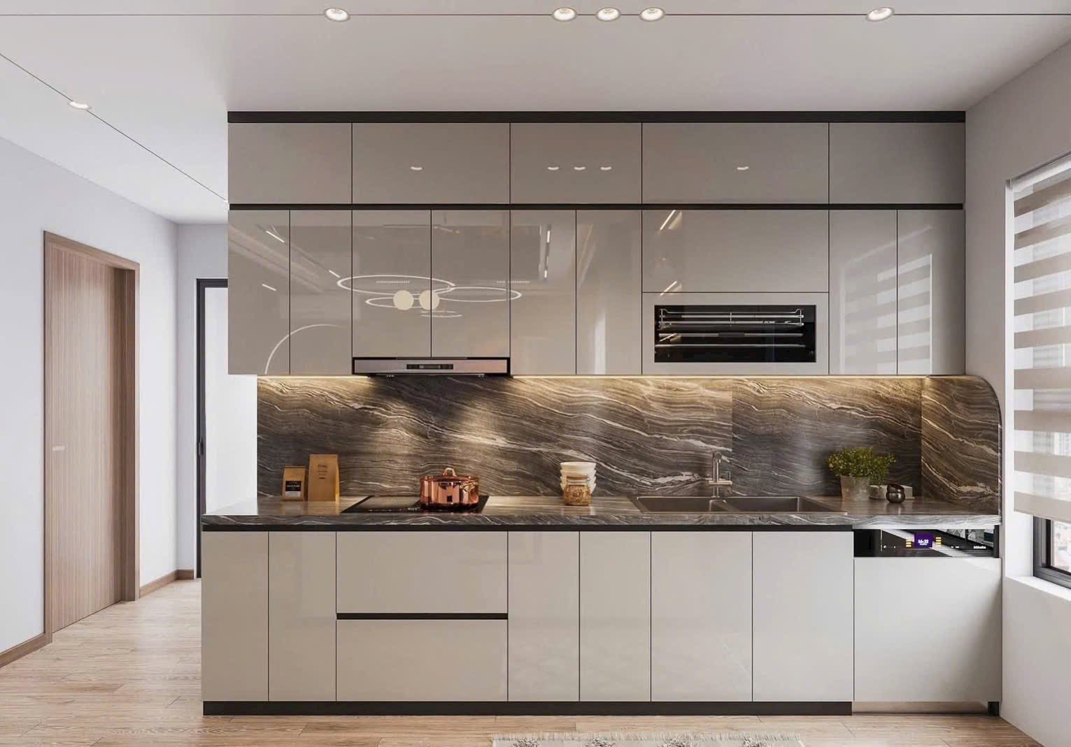 Tủ bếp gỗ công nghiệp acrylic VH15