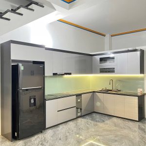 Tủ bếp gỗ công nghiệp acrylic VH18