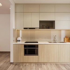 Tủ bếp gỗ công nghiệp chữ l