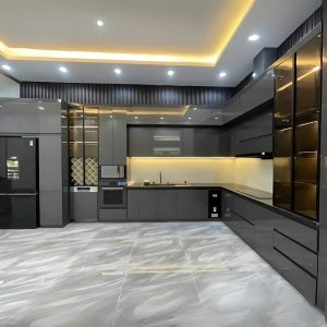 Tủ bếp kết hợp tủ trang trí