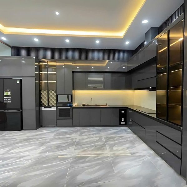 Tủ bếp kết hợp tủ trang trí